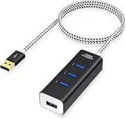 CableCreation 4-Port USB 3.0 Hub with 4.9ft Extension Cable - 5Gbps Data Rate for MacBook Pro, iMac, PC, Laptop, USB Flash Drives, Surface Pro, XPS - Aluminum Black, 1.5M