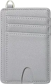 [FEITH&FELLY] Slim Minimalist Front Pocket Wallet RFID Blocking Credit Card Holder for Men & Women, Lichee Grey, Classic