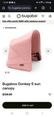 2x bugaboo donkey hoods breezy sun canopy morning pink x2 brand new.