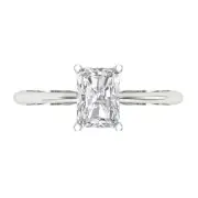 14K White Gold Solitaire Promise Ring, 1 ct Radiant Cut Simulated Diamond