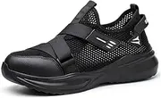 [BIAJIAZHUA] Men's Steel Toe Work Boots with Rubber Sole Slip Resistant,Safety Shoes Anti-Smash Anti-Colision,Steel Toe Shoes for Women Comfortable Lightweight Breathable(9.5)