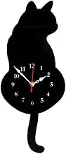 B Blesiya Tail-Wagging Cat Design The Wall Clock Pendulum Clock for Living Room Kids Bedroom Decoration, Black Cat