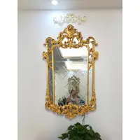 在飛比找ETMall東森購物網優惠-歐鏡家居歐式復古雕花玄關鏡巴洛克客廳壁爐裝飾鏡法式梳妝浴室鏡