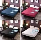 Waterproof Solid Color Fitted Sheet Set Single Double Queen King Bed Protector