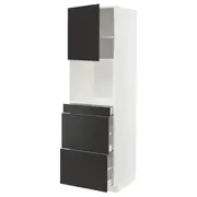 METOD / MAXIMERA hi cab f micro combi w door/3 drwrs, white/Nickebo matt anthracite, 60x60x200 cm