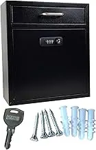Anti-Theft Mailbox with Combination & Key Unlock, Large Mailbox, Safe Key Drop Box for Home Office