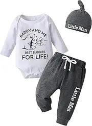 [Joureker] Newborn Baby Boy Outfit Set Letter Print Tops + Pants 3Pcs Sets