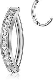 [JOYTOYOU] 1PC 14G 1.6MM Titanium Belly Button Ring Clicker Belly Piercing Reverse Curved Hoop Navel Barbell Belly Ring for Women