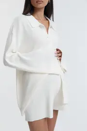 LS Button Down Collar Top (Ivory)