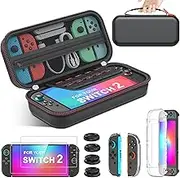 Spican Switch 2 Accessories 4 in 1 Bundle Kit, Switch Carrying Case Compatible with Nintendo Switch 2 (2025)/Switch/Switch Oled, Split-Clear Protective CoverX1 & Screen ProtectorsX2 & Grip CapsX4 for
