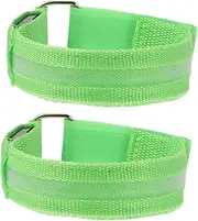 VANZACK 2pcs Fluorescent Armband for Night Running Safety Running Armbands LED Glowing Wristbands Luminous Running Armbands Sports Wristbands Light Green with LED Electronics