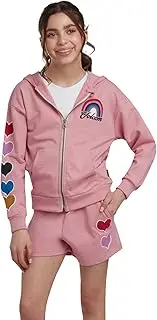 [Volcom] Girl's Sweatsuit Set - Long Sleeve Full Zip Up Hoodie Sweatshirt and Sweat Shorts Set for Girls (Sizes: 4-12)