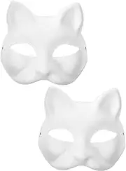 2pcs Cat Masks Blank Hand Painted Unpainted Animal Half Mask Masquerade Cosplay Halloween Party Favors