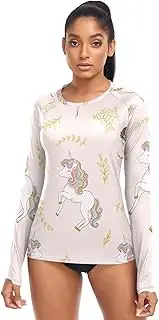 [ODAWA] Girl Horse Women's Rash Guard Shirts Quick Dry Lightweight Hiking Shirts