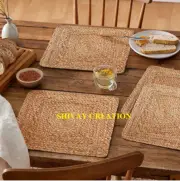 Table Mat 100% Natural Jute Square Coaster Mat Braided Dining Table Placements