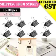 UP 100PCS 25MM Binder Clips Foldback Fold Back Clips Black Bulldog Clip Document