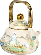OHPHCALL Vintage Enamel Tea Kettle Stovetop Teapot for Home Camping Enameled Design Boiling Water Brewing Tea Timeless Appeal Pure Flavor Retention