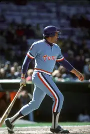 Mike Hargrove Texas Rangers bats v the Baltimore Orioles at an Maj- Old Photo 1