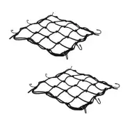 2 PCS Cargo Net,11.8 inch x11.8 inch Rack Bungee Net 6 Adjustable Hooks (Black)