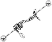 [GALPADA] Gothic Snake Barbell Earring Unique Cartilage Tragus Studs Thick for Punk Style and Everyday Wear