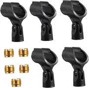CORHAD 5pcs Microphone Stand Microphone Holder for Stand Microphone Clip Holder Universal Mic Stand Clip Microphone Clip Holder with Adapter Mic Mount Abs Black