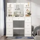 LED Dressing Table Makeup Mirror Set Vanity Make up Desk with 7 Drawers White