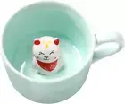 Kitten Ceramic Cup Hidden 3D Animal inside Mug,8 Oz Cartoon Handmade Coffee Mug,