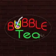 NEW "BUBBLE TEA" w/LOGO OVAL 28x16x1 INCH LED FLEX WINDOW/WALL INDOOR SIGN 34567