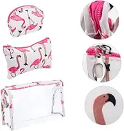 [Yardenfun] 3-Piece Toiletry Bag Set Wash Bag Makeup Storage Swan Printing Compact Large Capacity for Home Use