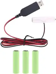 KHIOPNT LR6 AA Battery Eliminator USB Power Supply Cable Replace 1-4pcs 1.5V AA Battery (4AA)
