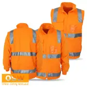 Hi Vis VIC Orange Rail Rain Vest CSR Reflective Tape on Arms Waterproof 3968