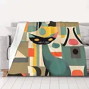 Weighted Mid-Century Modern Art Cat Blanket 30"*40" Soft Flannel Reversible Cozy Extra Warm Blanket for Bed,Couch