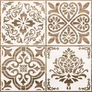 4 Pieces Reusable Tile Stencil 12 X 12 Inches Wall Templates Tile Pattern Stenci