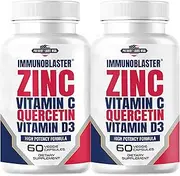 (2 Pack) Immunoblaster Zinc Quercetin 500mg Vitamin D3 5000IU Vitamin C 500mg Immune Support - 120 Count
