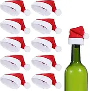10Pcs Mini Christmas Hat Wine Bottles Cover, Small Christmas Santa Hats Silverware Holders DIY Xmas Silverware Lollipop Hat for Cristmas Kitchen Dinng Table Setting, Home Christmas Decor