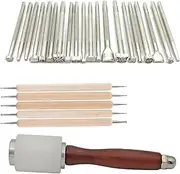 20 Pcs Leather Carving Working Tool Set Leather Embossing Tooling Stamps Set Different Shape Pattern Stamp Tools