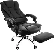 Reclining Executive Chair Executive Chair PU Leather High Back Office Chair Ergonomic Design Office Reclining Chair with Footrest 360 Degree Swivel Black Computer Nap Chair