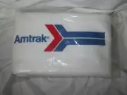 VTG White Amtrak Advertising Souvenir Blanket 50" x 60" Train Railroad USA New