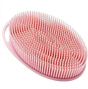 Pink Exfoliating Body Scrubber and Shower Brush - Soft Silicone Loofah for Kids and Adults - All Skin Types