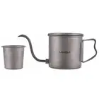 400Ml Titanium Coffee Pour over Kettle Coffee Mini Tea Water Camping Pot Stove T