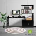 Office Computer Desk Study Table Workstation 3 Bookshelf Storage Cabinet Black