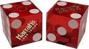 Cyber-Deals 19mm Craps Dice Pair - Authentic Nevada Casino Table-Played Dice - Lake Tahoe Harrah's (Red Polished)