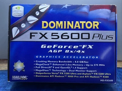 NVIDIA GeForce FX5600 Plus Dominator Graphics Card Vintage PC Retro Gaming New