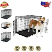 Adjustable 2-Door Wire Kennel for Small Dogs - Perfect for Training & Transport