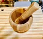 Mini Bamboo Mortar and Pestle Set Wooden Spice Grinder Garlic & Herbs Dia-3”