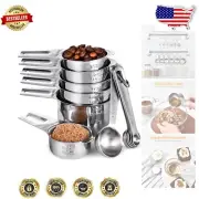 Engraved Measuring Cups and Spoons Set - 18/8 Stainless Steel Kitchen Gadgets