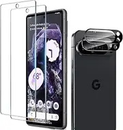 (2+2PCS) RUNGOS Top 9H+ for Google Pixel 9 Pro XL Screen Protector Tempered Glass, with Camera Lens Protector [Fingerprint Sensor Friendly] HD Clear & Military Grade Shatterproof & Longest Durable 1st