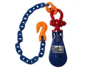4 Ton Snatch Block with Chain and Grab Hook Grade 100 Towing Wrecker 30" of Tail