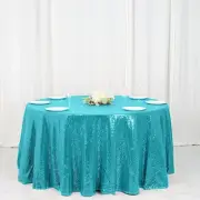 TURQUOISE Sequined 120" ROUND TABLECLOTH Designer Wedding Party Catering Linens