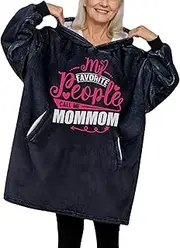 [Huglanket] Mommom Gifts for Grandma, for Mother's Day, Wearable Blanket Hoodie, Oversized Hooded Blanket, Cozy, Warm, One Size - Call Me, Call Me Mommom